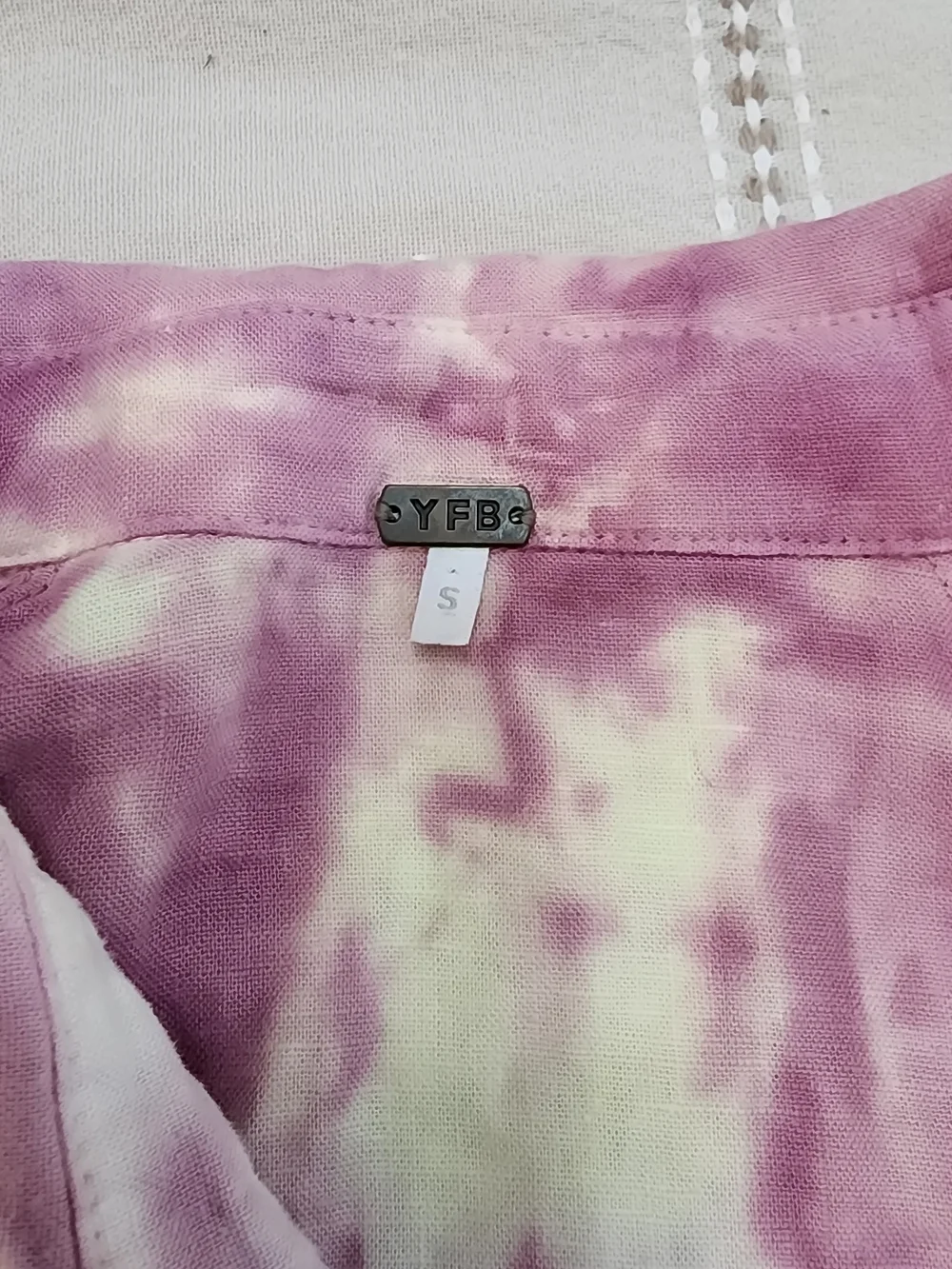YFB Young Fabulous & Broke Beach Coverup Tie-Dye Shirt Dress Women Size S Linen - Picture 7 of 9